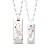 【送料無料】【名入れ無料】 ペアネックレス 2本セット ステンレス 誕生月カラーキュービック シェアハート しっぽ 猫 夜空 夜景 プレート サージカルステンレス316L アレルギーフリー アクセサリー ジュエリー プレゼント ギフト 記念日 white clover ホワイトクローバー 刻印無料 即日発送