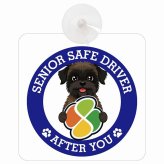 カーサイン 高齢者マーク SENIOR SAFE DRIVER ベルジアングリフォン 車内用 吸盤タイプ 収れん火災防止タイプ 肉球 日本製 車 ステッカー