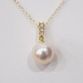 ［pearl592］ 8mm - 8.5mm ホワイトピンク ペンダント ダイヤモンド付 あこや真珠 0.06ct