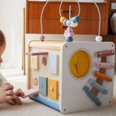 誕生日プレゼント PolarB ポーラービー 8in1 アクティビティボックス アクティビティキューブ 木製 木のおもちゃ 知育玩具 型はめ 鉄琴 ビーズコースター 観覧車 黒板 おもちゃ箱 収納 北欧 くすみカラー おしゃれ 1歳半 18カ月 2歳 3歳 男の子 女の子 お祝い ギフト