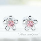 18金 ピアス レディース ピンクサファイア ホワイトゴールドk18 フラワー カラーストーン 花 花ピアス 9月誕生石 スタッドピアス クリスマス