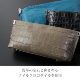クロコダイル 3wayバッグ レディース ナイルクロコダイル マット加工 センター取り 手提げ ショルダーバッグ クラッチ 薄マチ 軽量 本革 本物 ワニ革 ポシェット ギフト プレゼント 4FA (06001972r)