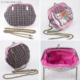 ディズニー 刺繍がま口ショルダーバッグ SHO3741 SHO3670 送料無料 ミッキー ミニー おしゃれキャット マリー  ベルリオーズ トゥルーズ バッグ 財布 ショルダーバッグ ポーチ 刺繍 ビーズ ハナカラクサ ブラック
