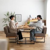ダイニングテーブル 幅75cm 正方形 棚付き 2人用 食卓テーブル 木目調 スチール脚 ブラック 収納棚 アジャスター付き コンパクト 省スペース カフェ風 リビング ワンルーム 一人暮らし Claes クラース 組立式 食卓机 ダイニング机 食卓家具