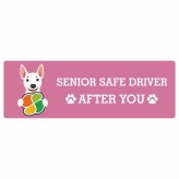 カーサイン 高齢者マーク SENIOR SAFE DRIVER ミニチュアブルテリア ステッカー シール 長方形 20x6.7cm 肉球 日本製 車