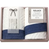 【直送】SOLACE ソラス 日本製 フェイスタオル 2枚セット [26-2827-035] 83020 コットンのシャリ感 爽やかなテキスタイルデザイン タオルギフト ギフト プレゼント 贈り物 内祝い お返し お祝い