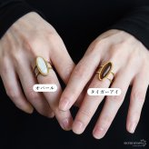 ステンレス オーバルストーンリング 2タイプ オパール タイガーアイ 18KGP ゴールド gold シルバー 大ぶり オープンリング フリーサイズ レディース 女性 指輪 金属アレルギー対応