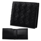 ボッテガヴェネタ BOTTEGA VENETA 二つ折り財布 メンズ レディース イントレチャート 本革 レザー ブラック 黒 小銭入れ付き カード4枚 札入れ コンパクト財布 749412 V3US1 8803
