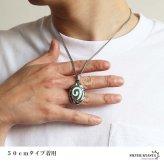 ステンレス 願い石 ペンダントネックレス メタルネックレス タタキ ターコイズ ダブル喜平チェーン 細身 シルバー ネイティブアメリカン ユニーク 模様 不思議 幾何学 ストーン 渦巻 メンズ 男性 金属アレルギー対応