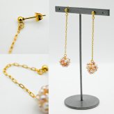 【在庫限り】淡水パール ピアス パールボール ステンレス 丸玉 チェーン パステルカラー 片耳 1個 耳たぶ 揺れる