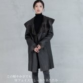 ラビット Wフェイス 軽量コート ビッグカラー/レディース ラビットコート 軽い 冬 一枚仕立て シェアード 軽量 暖かい 毛皮 ファー 本革 女性用 革 Aライン 着やせ 秋 冬 母 女性 ギフト プレゼント 7F (01000586r)