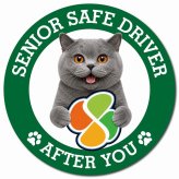 カーサイン 高齢者マーク SENIOR SAFE DRIVER ブリティッシュショートヘア マグネット 強力 直径13cm 肉球 日本製 車 ステッカー
