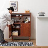 奥行30 キャビネット サイドボード 本棚 リビングボード ラック シェルフ 棚 収納家具 収納 木製 木目調 オープン リビング キッチン ブック 本 雑誌 幅80 ディスプレイ スリム コンパクト: ヴィンテージ家具のような経年劣化した シンプル 新生活