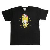 水森亜土 カラーTシャツ(M) フラワー ブラック アパレル 送料込み
