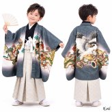 七五三 着物 男の子 5歳 袴 PO-120 購入 販売 鷹兜松 鷹 兜 男児 753 羽織袴 羽織 袴セット 男の子袴 セット 和装 レトロ 龍 子供 五歳 5才 お正月 ボーイズ