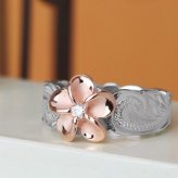 ハワイアンジュエリー リング ピンクプルメリア ピンキーリング 刻印 無料 指輪 シルバー925 フラワーモチーフ ハワイアンリング メール便 彼女 妻 女性 レディース 誕生日 プレゼント クリスマス 【品番：TMR1367】