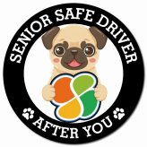 カーサイン 高齢者マーク SENIOR SAFE DRIVER パグ マグネット 強力 直径13cm 肉球 日本製 車 ステッカー