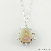 オパール ネックレス 1.205ct ダイヤモンド プラチナ Pt900 ペンダント シンプル エレガント 上品 レディース 宝石 ダイヤ 一粒 一石 ジュエリー 10月 誕生石 プレゼント