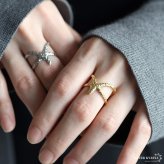 ステンレス ヒトデリング スターリング 海星 槌目模様 ゴールド 18K GP シルバー フリーサイズ レディース 女性 指輪 金属アレルギー対応