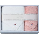 【直送】ノーブランド やさしいたおる バス フェイスタオルセット [26-7070-110] ＹＴ－２４４００ ピンク バスタオル1枚 フェイスタオル1枚 綿100% 日本製 今治タオル 吸水 肌触り ギフト 内祝い 出産祝い 結婚祝い お返し お祝い プレゼント