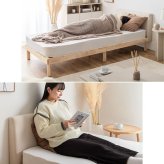 ベッド 寝具 ファブリックすのこ セミダブル マットレス付き 天然木 通気性 木製 高密度ポケットコイルマットレス付 おしゃれ コンパクト 省スペース かわいい 北欧 カントリー 和モダン レトロ 一人暮らし フレーム