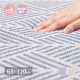 インド綿ラグ ク 約63×120cm ふっくら 厚手 防音 ボンディング マット インド綿100%のふっくら厚手ラグ 滑り止め ウレタン インテリア 敷物 ウレタンフォーム クッション性 吸湿 ホワイト ネイビー