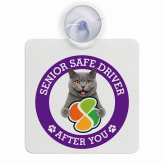 カーサイン 高齢者マーク SENIOR SAFE DRIVER シャルトリュー 車内用 吸盤タイプ 収れん火災防止タイプ 肉球 日本製 車 ステッカー
