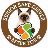 カーサイン 高齢者マーク SENIOR SAFE DRIVER スキフトイボブテイル マグネット 強力 直径13cm 肉球 日本製 車 ステッカー