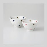 ドット　ペア飯碗 磁器 瀬戸焼 やきものの里から、暮らしを贈ります。　ギフト 食器 セット テーブルウェア