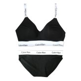 カルバンクライン Calvin Klein(CK) ブラ&ショーツ セット ロゴ 無地 ノンワイヤー アンダーウェア インナー 下着 QF8504+QF8520 004 レディース ブラック