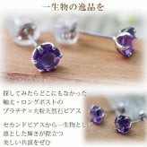 セカンドピアス つけっぱなし プラチナ 900 アメジスト 大粒 5mm プラチナ 軸太0.8mm×長さ12mm 天然石 誕生石 日本製 【品質保証書つき】 ひと粒 セカンドピアス レディース メンズ 1個ずつバラ売り プレゼント