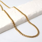チタン 幅4mm 喜平ネックレス ゴールド メンズ 細身 チェーン アクセサリー シンプル 首飾り 金色 ベーシック カジュアル きれいめ 大人 スタイリッシュ 単品使い 重ね着け コーディネート 定番デザイン 金属アレルギー対応