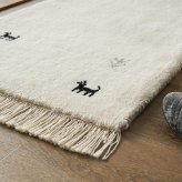 ラグ カーペット ギャベ ギャッベ ギャッペ マット 防炎 インド絨毯 ギャベマット 羊毛 ホワイト インドギャベ 絨毯 高級感 50×80cm 新生活