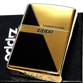 ZIPPO ライター 金チタン ジッポ ロゴ ブラック&ゴールド かっこいい 黒金 チタンコーティング 彫刻 おしゃれ 高級 メンズ ギフト プレゼント