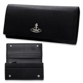 ヴィヴィアンウエストウッド 財布 長財布 メンズ レディース Vivienne Westwood 51120005 L001N LA N402 ブラック 黒 サフィアーノ 本革 小銭入れあり かぶせ フラップ オーブ ロゴ ギフト プレゼント
