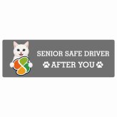 カーサイン 高齢者マーク SENIOR SAFE DRIVER 白 ステッカー シール 長方形 20x6.7cm 肉球 日本製 車