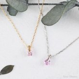  ピンクサファイア プチ ネックレス  プラチナ 18金 一粒 一石 シンプル ペンダント レディース プチネックレス 華奢 デザイン K18 Pt900 誕生石 サファイア ピンク 記念日 彼女 プレゼント ギフト