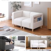 ソファ 座椅子 2人掛けワンルームでも無理なく置けるコンパクトサイズ♪2P 布地 2人用 sofa レトロ ミッドセンチュリー リビング 椅子