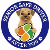 カーサイン 高齢者マーク SENIOR SAFE DRIVER ボーダーテリア ステッカー シール 直径13cm 肉球 日本製 車