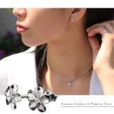 ハワイアンジュエリー ピアス ハワイアン ピアス プルメリアピアス 花 8mm ジルコニア シルバー925 ロジウムコーティング フックピアス キャッチ メール便 彼女 妻 女性 レディース 誕生日 プレゼント ハロウィン 【品番：SE10301】