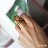 ステンレス オープンサークルリング 18KGP レディース 指輪 ゴールド オープンリング サークルリング ボリュームリング ニュアンスリング ラウンドリング フリーリング 大ぶり 曲線 金属アレルギー対応 韓国アクセサリー  ファッションリング