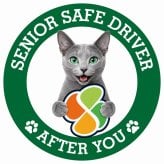 カーサイン 高齢者マーク SENIOR SAFE DRIVER ロシアンブルー ステッカー シール 直径13cm 肉球 日本製 車
