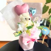 くま入り バルーンフラワーブーケ 花束 ハートバルーン ギフト 誕生日 プレゼント 発表会 卒業祝い 入学祝い 結婚祝い 記念日 女性 女友達 子供 お祝い ぬいぐるみ おしゃれ かわいい バルーンブーケ フラワーギフト ピンク ブルー ブラウン