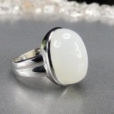 4A天然石ホワイトムーンストーン18mm大粒指輪リング約15.5号恋人たちの石