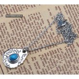 シルバー925 唐草ネックレス ターコイズ ネイティブ タタキ 叩き ペンダント