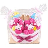 おむつケーキ 女の子 双子ちゃん 出産祝い 夢かわ うさぎ ピンク うさちゃん オムツ パンパース プレゼント ベビーギフト