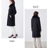 日本製 エアー カシミヤ 100％ ロング コート フォックス ファー トリミング ステンカラー 比翼仕立て 撥水 加工 秋 冬 レディース ロングコート カシミヤコート 軽量 ギフト プレゼント 6F (02000268r)