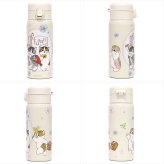 モフサンド mofusand ステンレス ワンプッシュ ボトル 53-4009 水筒 保温 保冷 猫 にゃんこ 350ml まほうびん スリム 出発進行