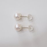 ［pearl621］6mm - 6.5mm ホワイトピンク 薔薇 ピアス あこや真珠
