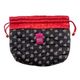 アナスイ ANNA SUI ドーリーガール バイ アナ スイ DOLLY GIRL バッグ 大判 巾着バッグ 大きめ ふわふわ 巾着ポーチ ブラック+レッド